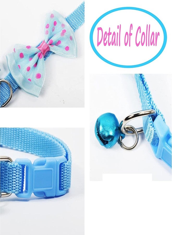 Pups&Pets 1Pc Cat Collars with Bow Tie and Bell 1Pc Cat Body Harness Leash Nylon Set 10mm Adjustable Puppy Kitten Or Certain Puppies Necktie Collar, Pack of 2 (Mult Color) - Image 2